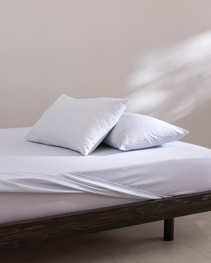Blaise King Size %100 Pamuk Ranforce Baskılı Lastikli Çarşaf Takımı - Mavi