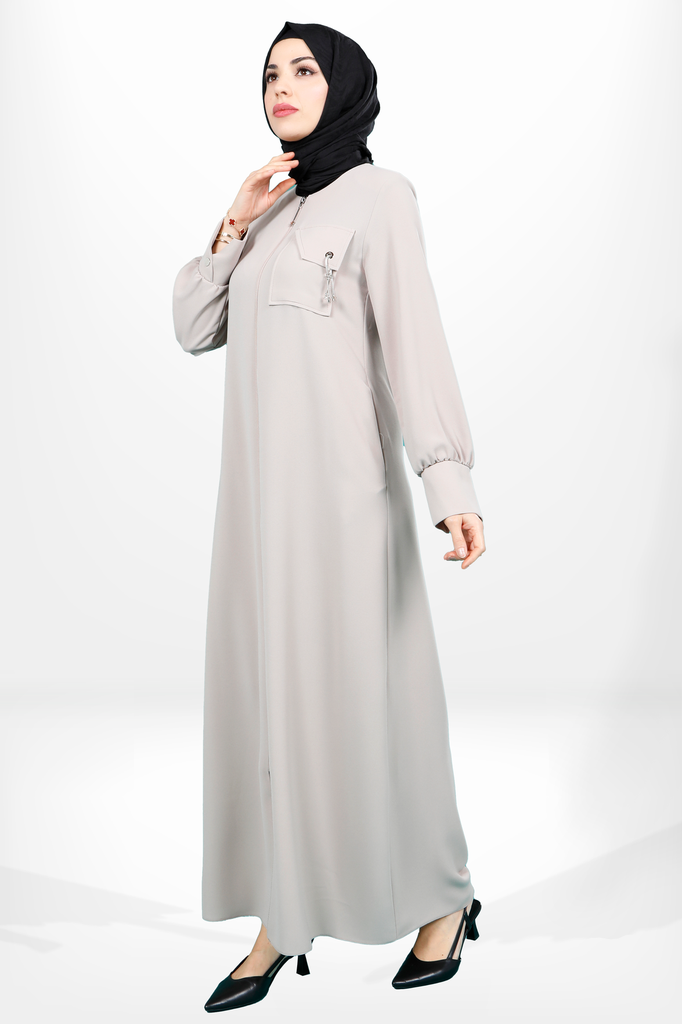 [24FRCY3924-1A870] Zippered Front Pocket Detailed Farajah 3924 (stone, 38)