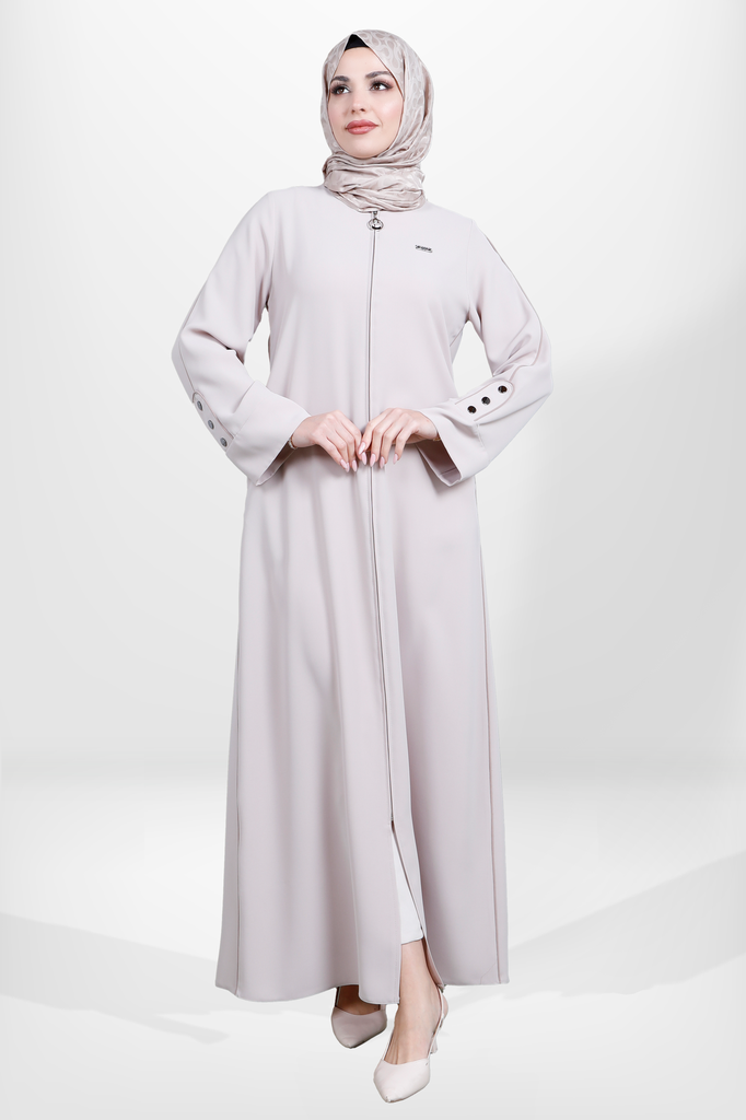 [24FRCY3886-11210] Zippered Piping and Button Detailed Side With Pocket Farajah 3886 (beige, 38)
