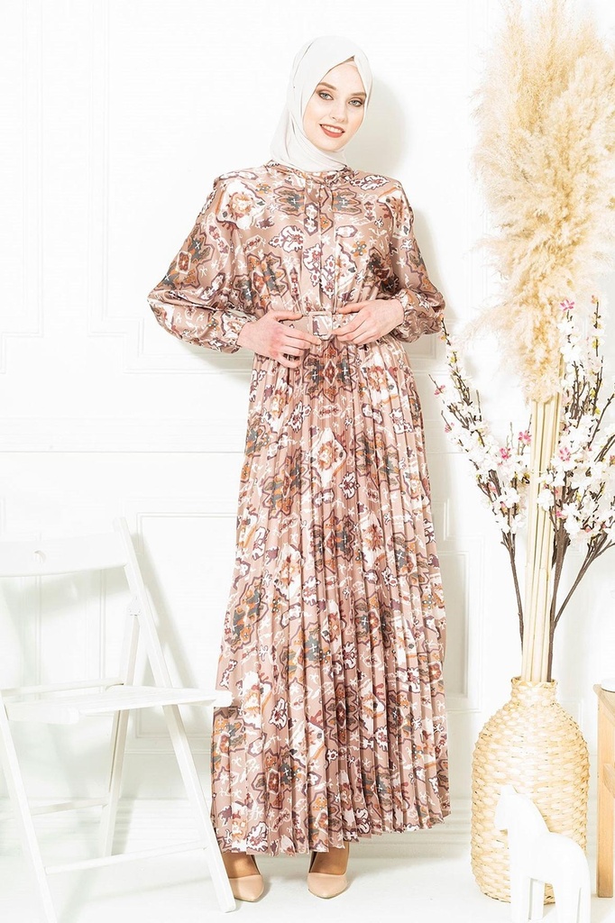 [22EL3M5364-11910] на пуговицах с ремнем Kahve Twill İpek тесеттюр платье 5364 (коричневый, 38)