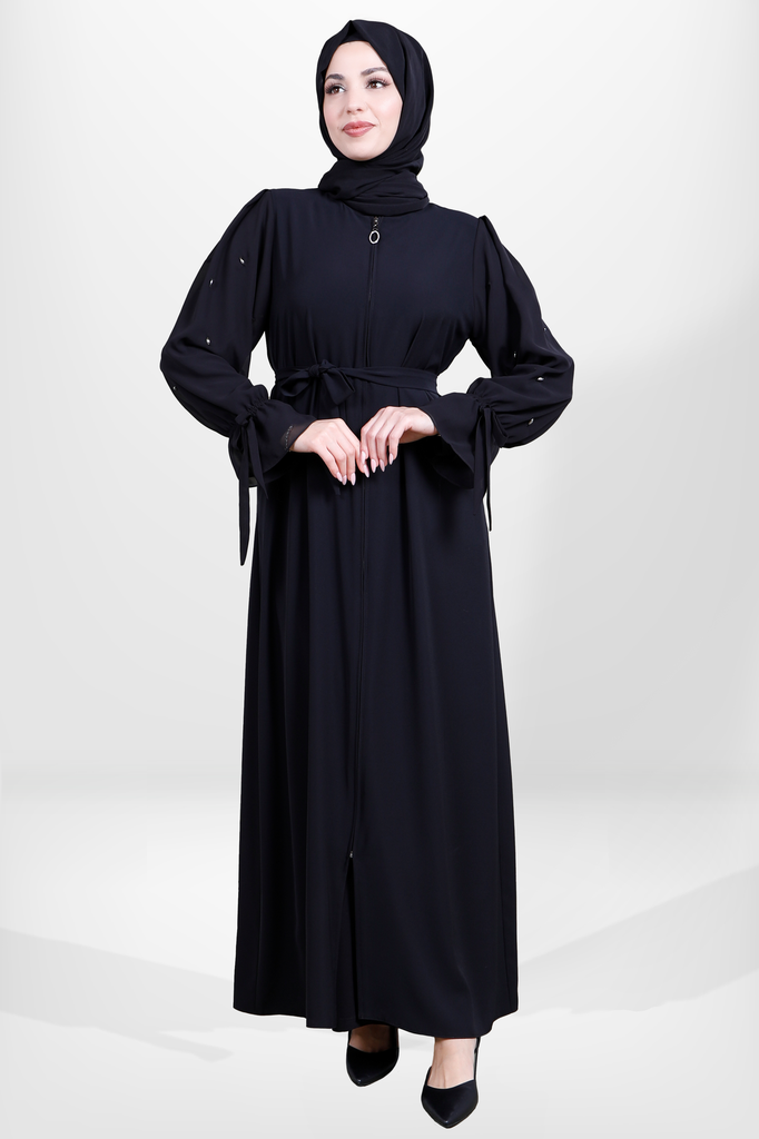 [24FRCY3928-10010] zamokli yengi toshli va shifon detalli kamarli faraja 3928 (38)
