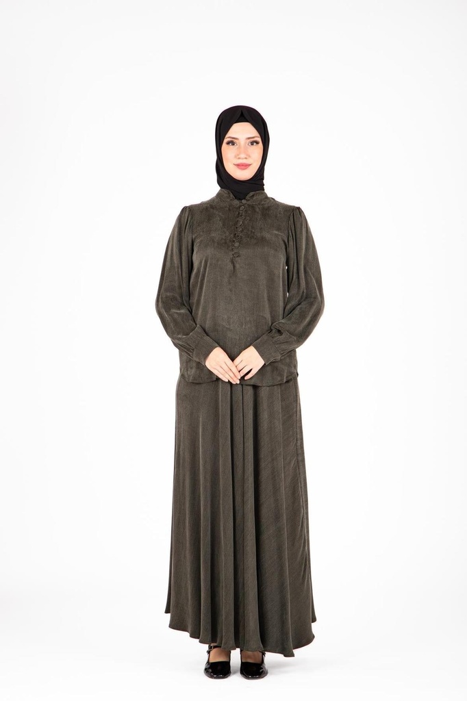 [26TKMK9414-11180] Collar Buttoned Etekli Two-Piece Set 9414 (khaki, 38)
