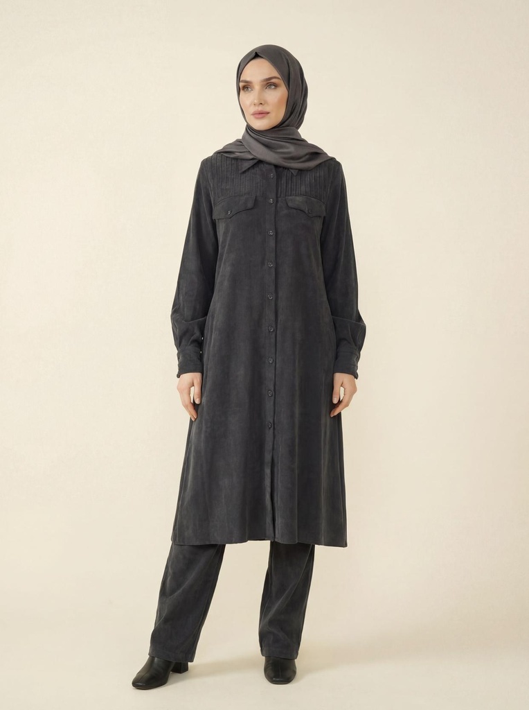 [26TKMK9415-10010] 9415 Trousers Tunic Two-Piece Qupra Set (black, 38)