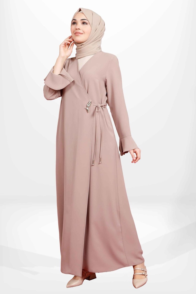 [24ABAY3979-10270] 3979 Abaya Side Tie-Up (mink, 38)