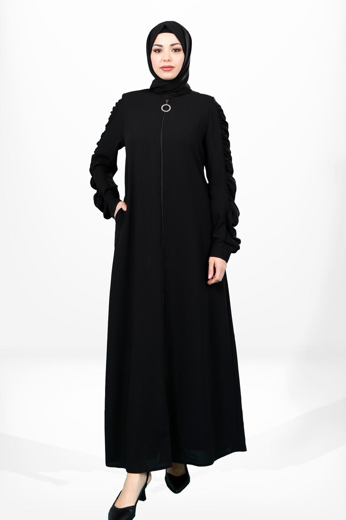 [24FRCY3909-10010] 3909 Sleeve Gathered Farajah (black, 38)