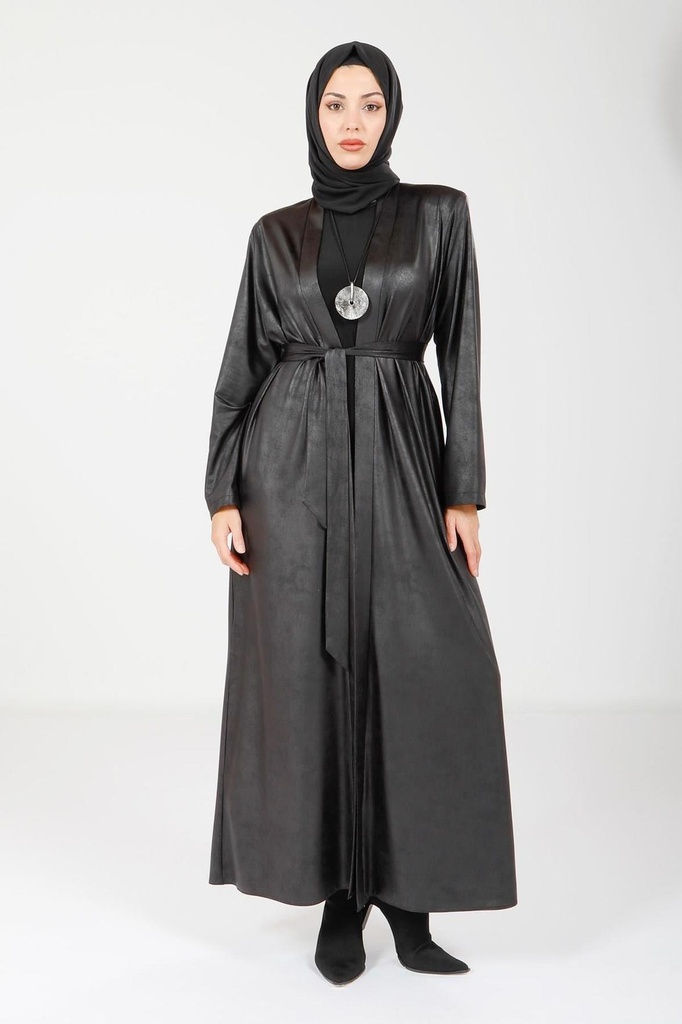 [25ABAK9074-10010] 9074 abaya KOLYELİ (qora, 38)