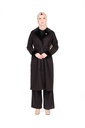 Collar Brooch Detailed and Fur-Trimmed Coat 9484