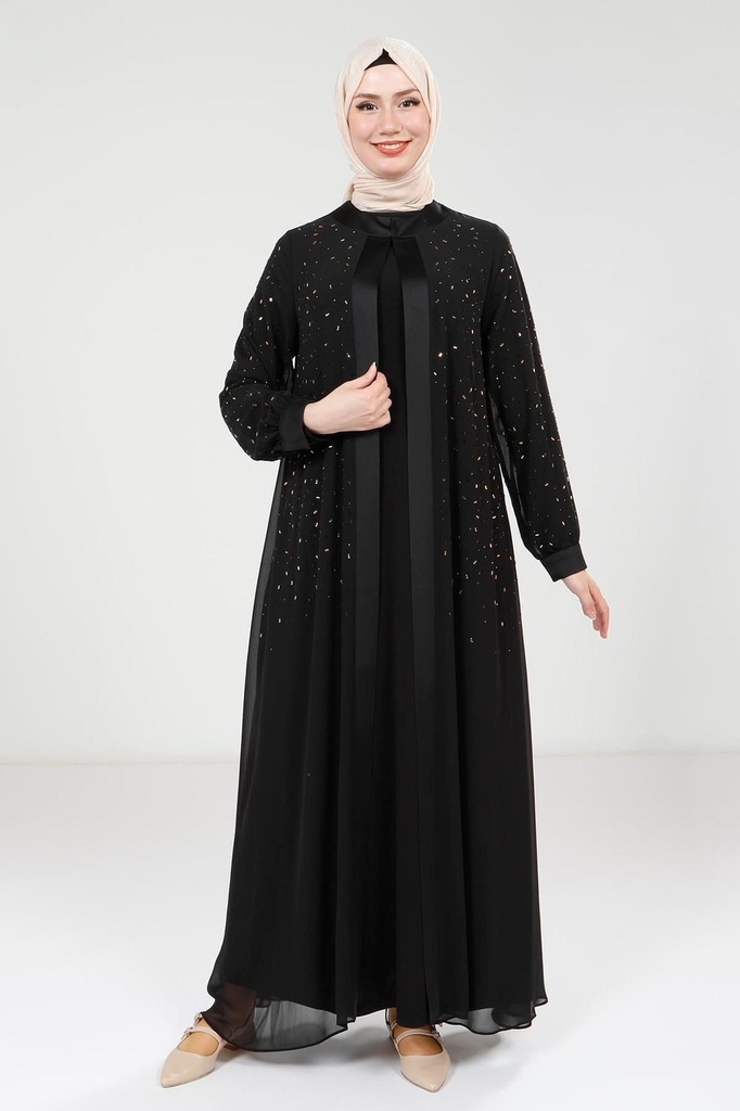 [25ABAY9321-10011] 9321 Abaya Chiffon (black, 40)