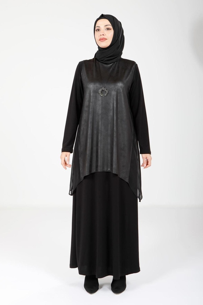[25ELBK9072-10011] 9072 Dress With Vest (black, 40)