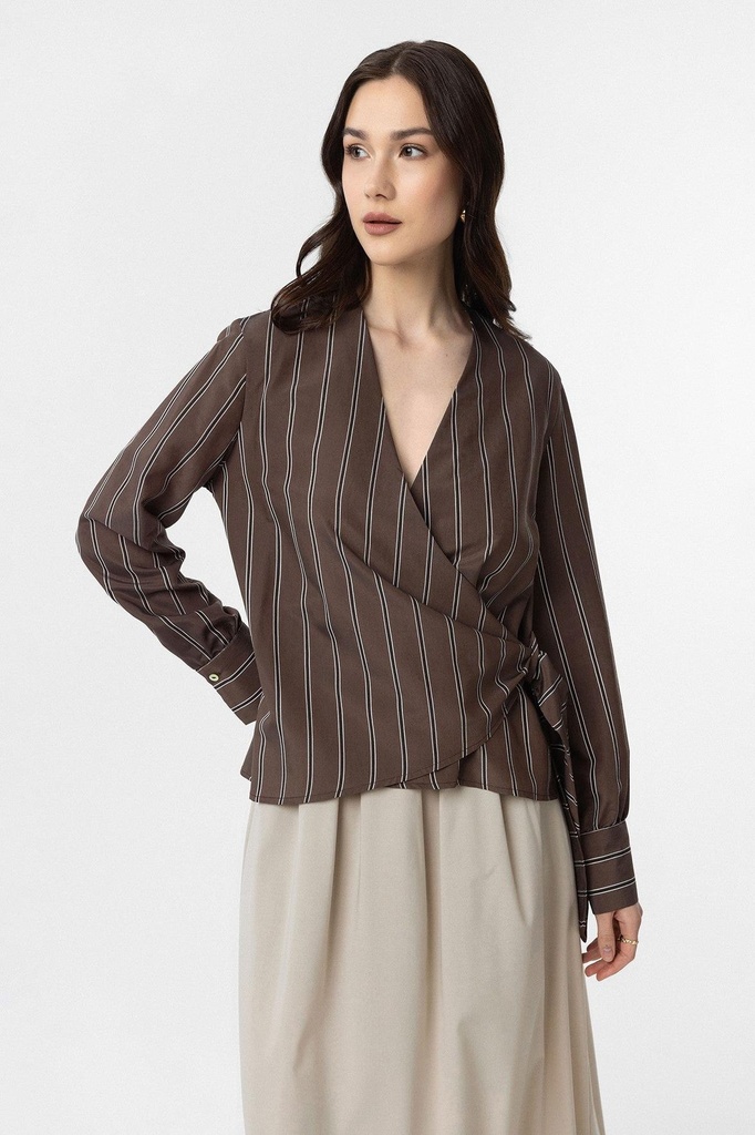 [BA25Y103-Kahve-XS] Antioch струящийся Kimono женский рубашка (кофейный, XS)