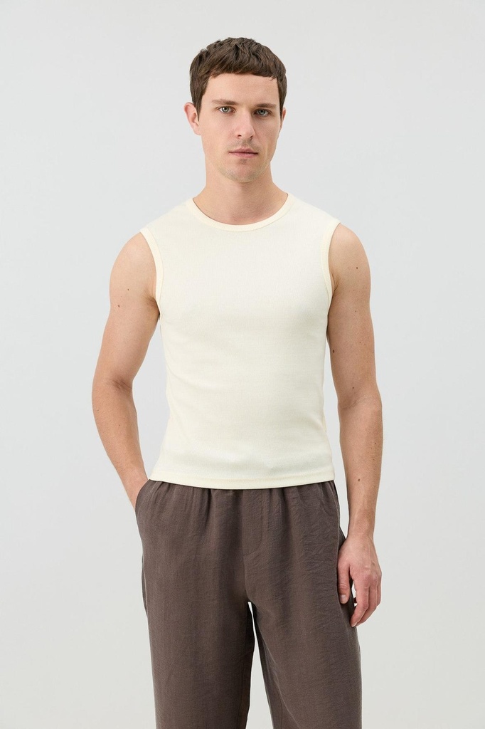 [A26Y9454-Beyaz-5] Cotton Sleeveless Men's T-Shirt (white, S)
