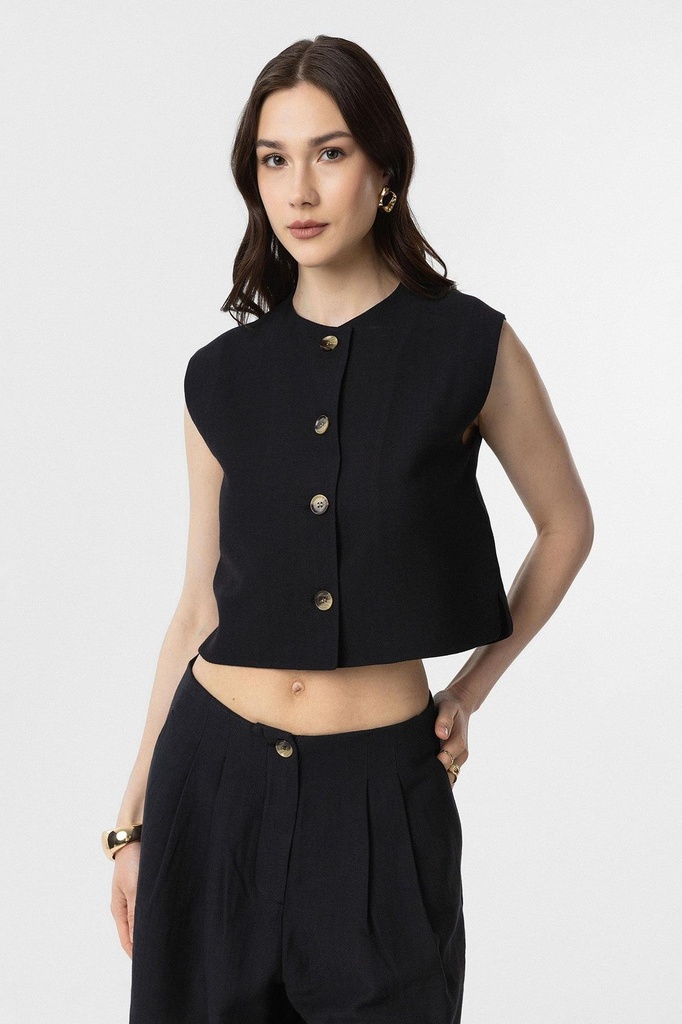 [#N/A] Linen-Blend Women's Vest (S)