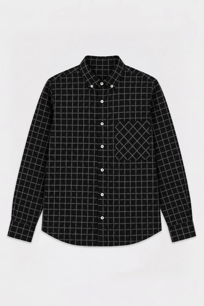 [A26Y10193-Siyah-S] Boxy Fit Checkered Shirt (S)