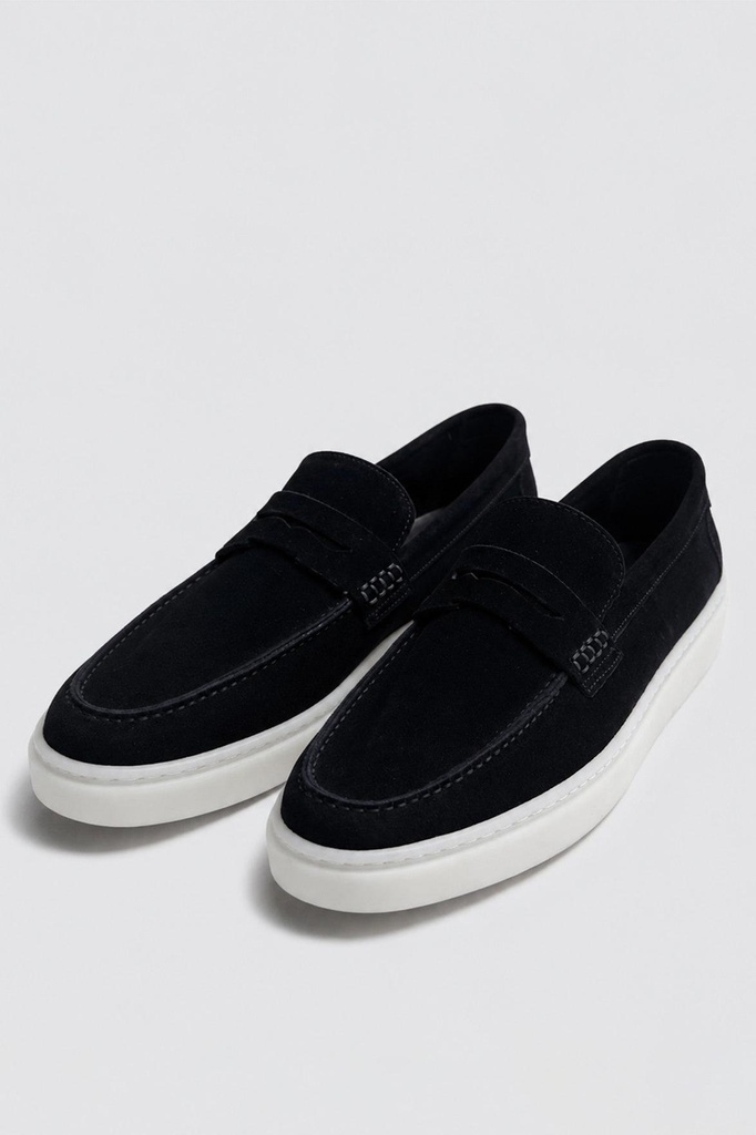 [A26YAYK016-Siyah-40] Thick Soled %100 Suede Loafers (40)