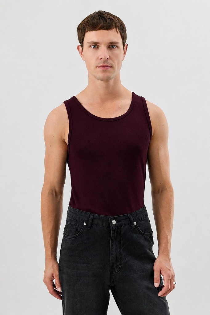 [A26Y9462-Bordo-S] Men's Basic Corduroy Tank Top (S)