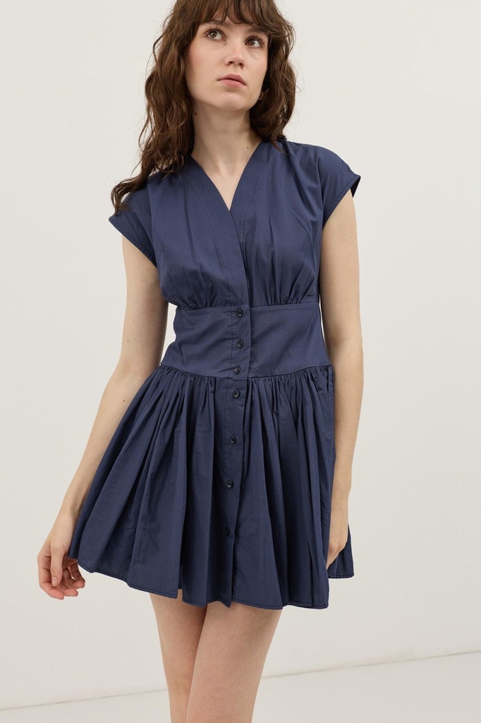 [BA26Y078-Lacivert-5] Mini Poplin Women's Dress (S)