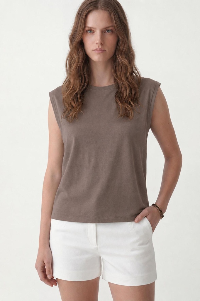 [BA25Y906-Bej-S] Modal Fabric Women's T-Shirt (beige, S)