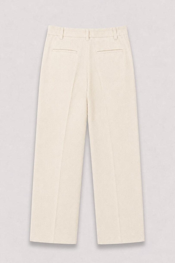 [A26Y2870-Ekru-S] Antioch Linen-Blend Herringbone Patterned Men's Trousers (S)
