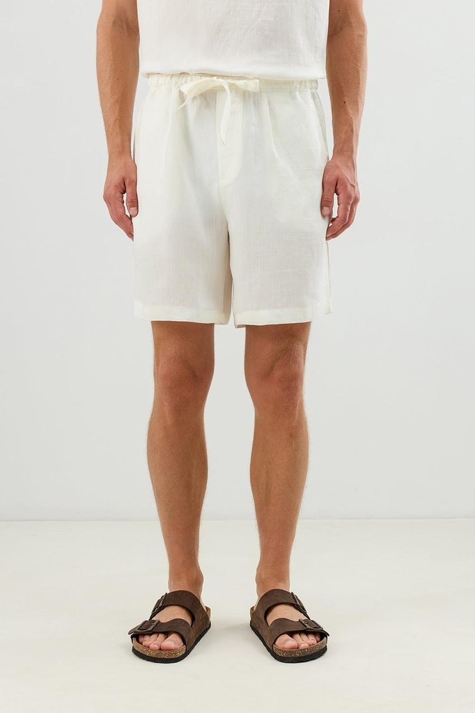 [A26Y2889-Ekru-S] Lyocell Blend Waist Tie-Up Men's Shorts (S)