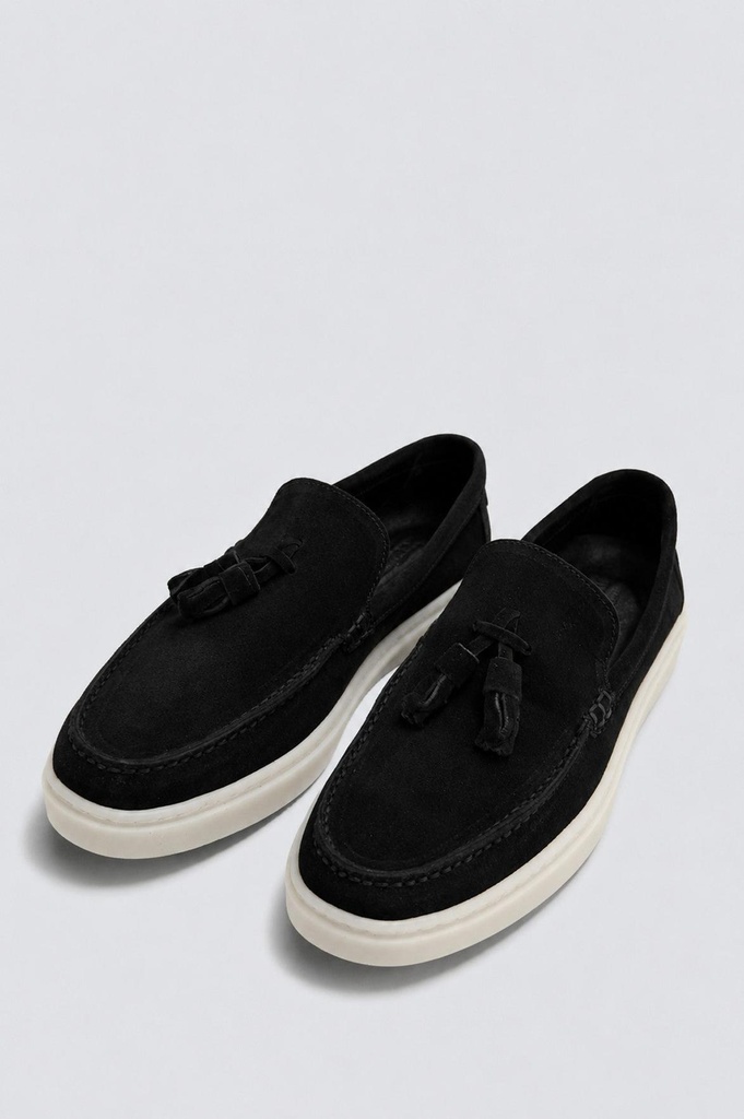 [A26YAYK017-Siyah-40] с кисточками %100 замша лоферы (40)