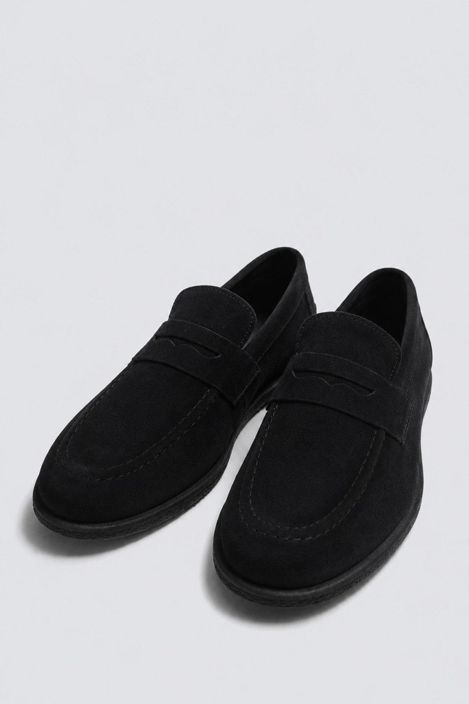 [A26YAYK019-Siyah-40] %100 замша тонкий Taban лоферы (чёрный, 40)