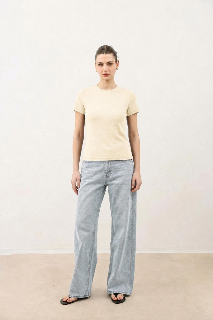 [BA26Y935-Ekru-5] Women's Basic T-Shirt (ecru, S)