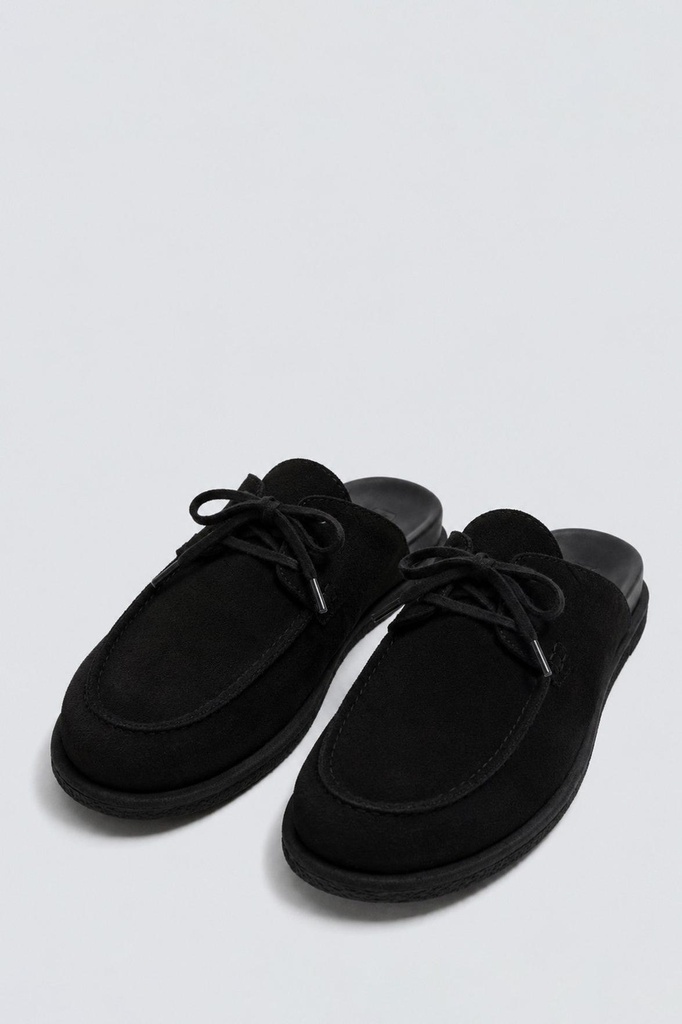 [A26YAYK013-Siyah-40] %100 замша на завязках сабо (40)