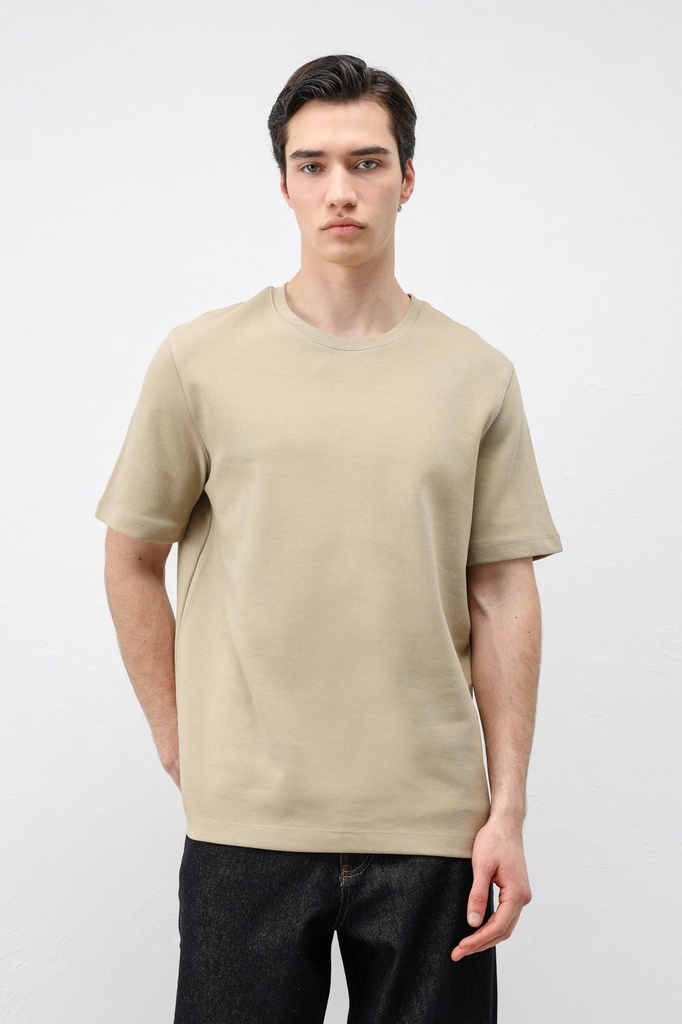 [A26Y9439-Haki-5] Regular Fit Basic Men's T-Shirt (S)