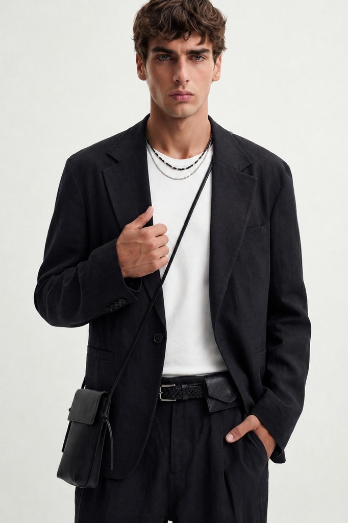 [A26Y4211-Siyah-5] Modal-Blend Relaxed Blazer Jacket (black, S)