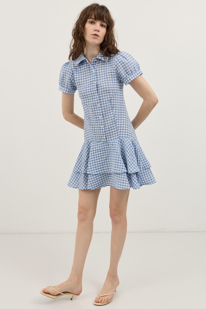 [BA26Y068-Bebe Mavi-5] Pötikareli Ruffled Women's Dress (S)