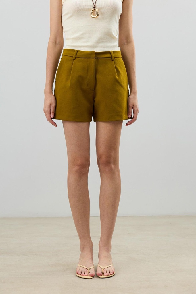 [BA26Y296-Hardal-XS] Antioch Pleated Women's Shorts (mustard, XS)