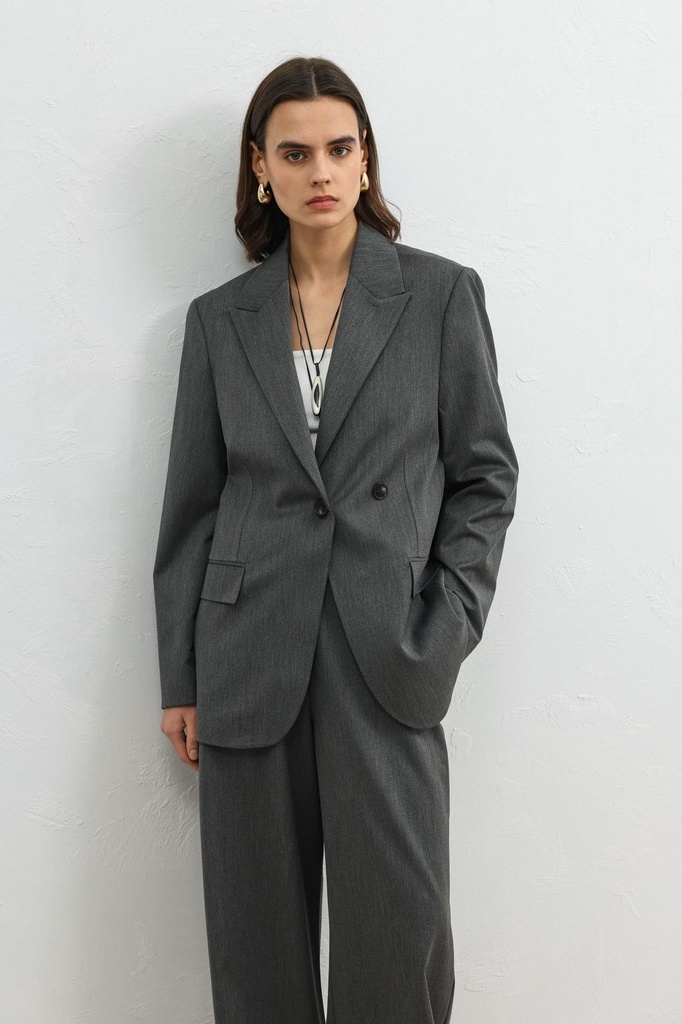 [BA26Y434-Gri-XS] Antioch Double-Breasted Women's Blazer (XS)