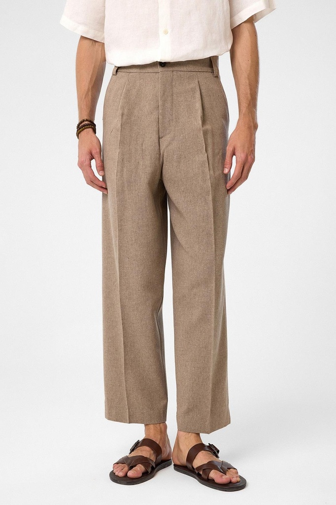High-Waisted Pleated Relaxed Fit Men's Trousers