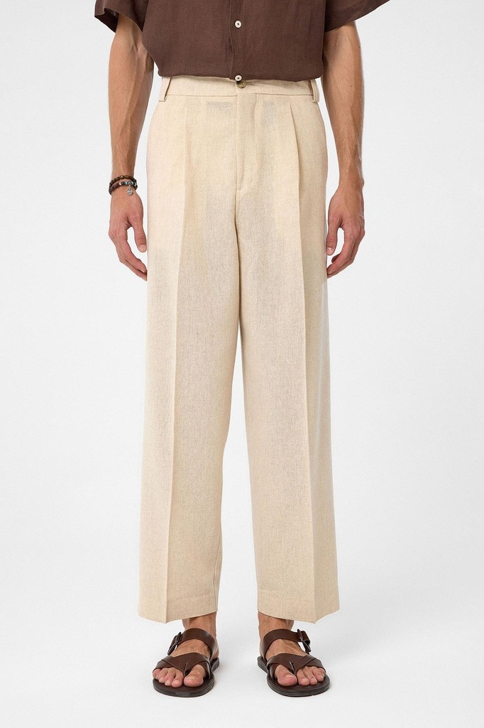 High-Waisted Pleated Relaxed Fit Men's Trousers