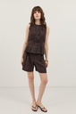 Pleated Vest Shorts Women's Set