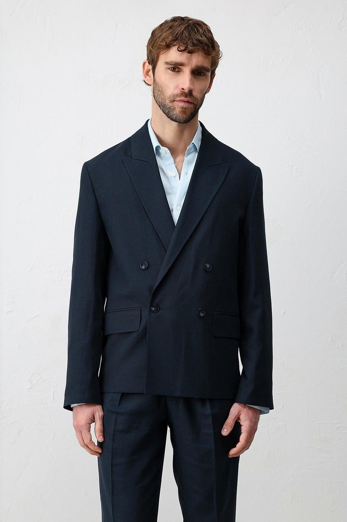 [#N/A] Relaxed Fit Linen-Blend Men's Blazer Jacket (S)