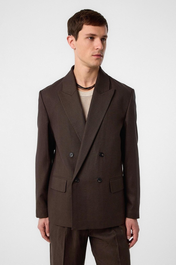 [#N/A] Relaxed Fit Linen-Blend Men's Blazer Jacket (S)