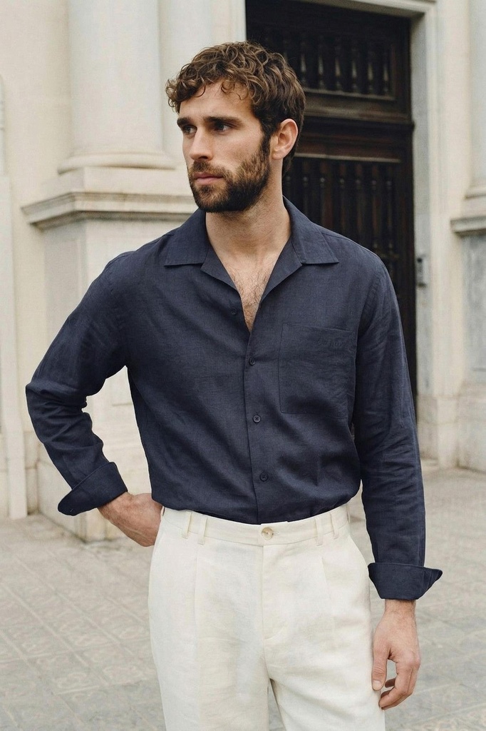 Antioch Lyocell Blend Wide Collar Men's Shirt