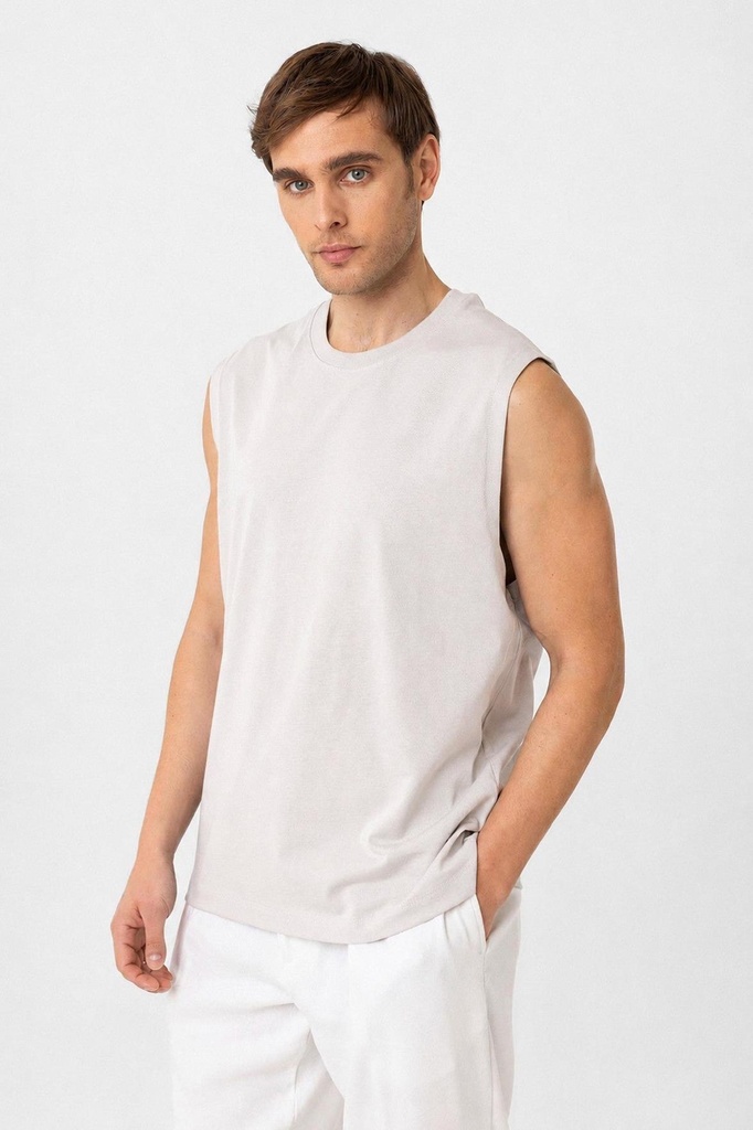 [A25Y9418-Taş-5] Antioch Relaxed Fit Men's Sleeveless T-Shirt (S)