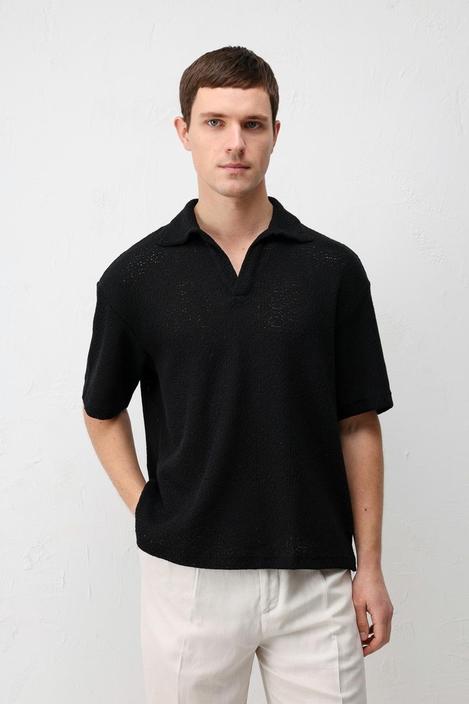 Antioch Knit Textured Men's T-Shirt (black, S)