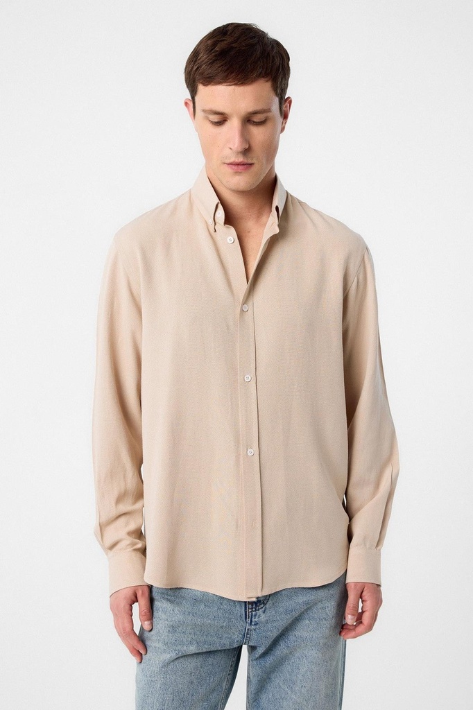 Antioch Linen-Blend Collar Buttoned Men's Shirt (S)