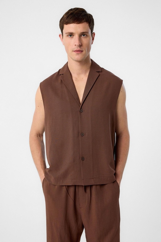 Antioch Linen-Blend Sleeveless Men's Shirt (S)