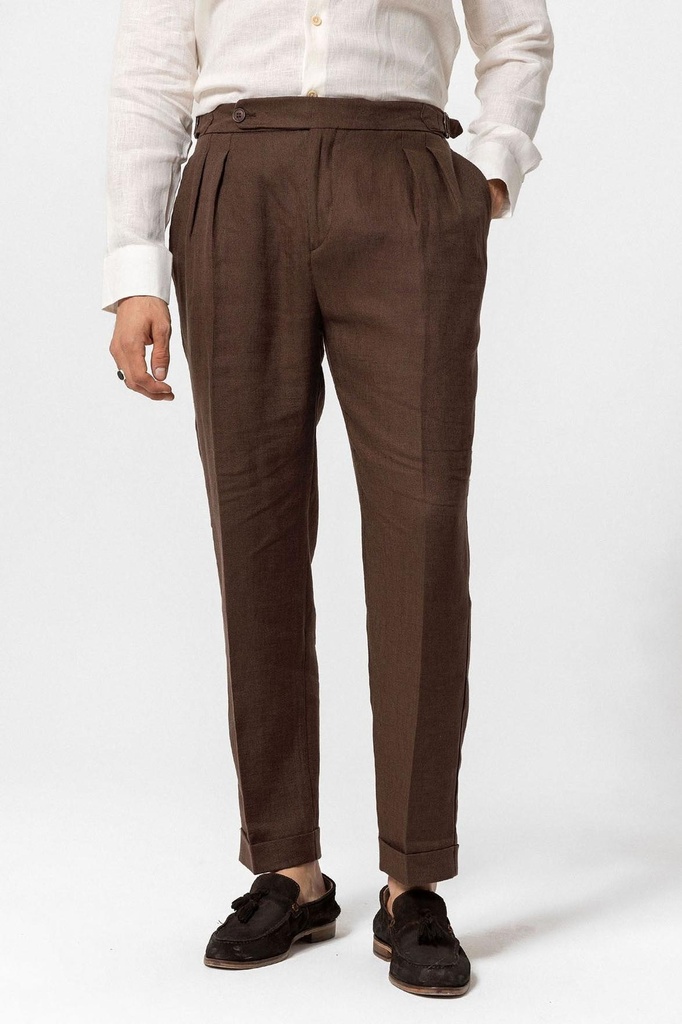 Antioch High-Waisted %100 Linen Pleated Men's Trousers (S)