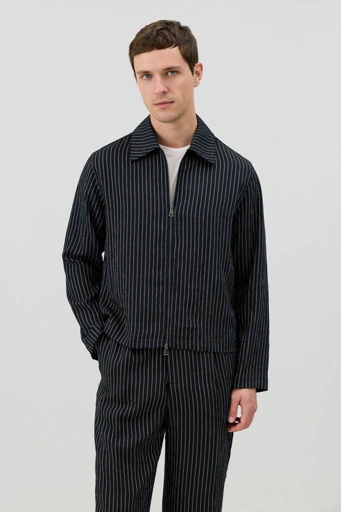 Antioch Modal-Blend Striped Men's Jacket (black, S)