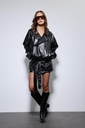 Antioch Faux Leather Belted Trench Coat