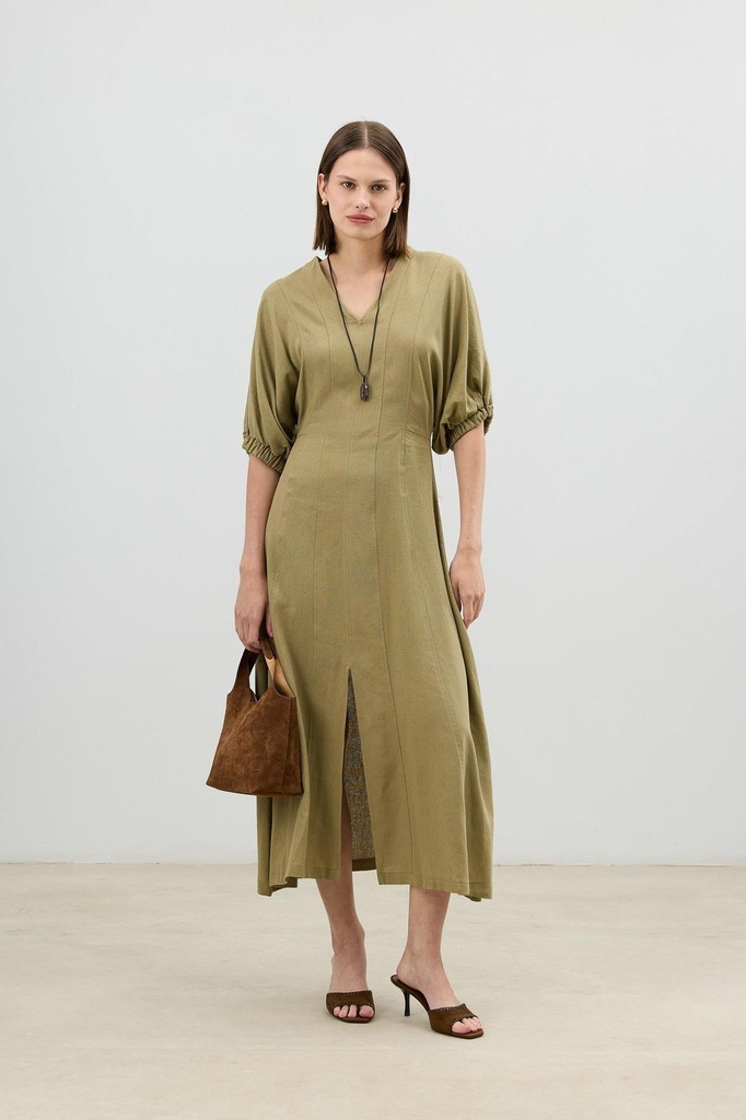 Antioch V-Neck Linen-Blend Women's Dress