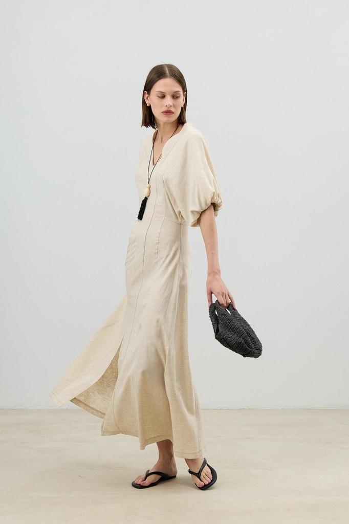 Antioch V-Neck Linen-Blend Women's Dress (S)