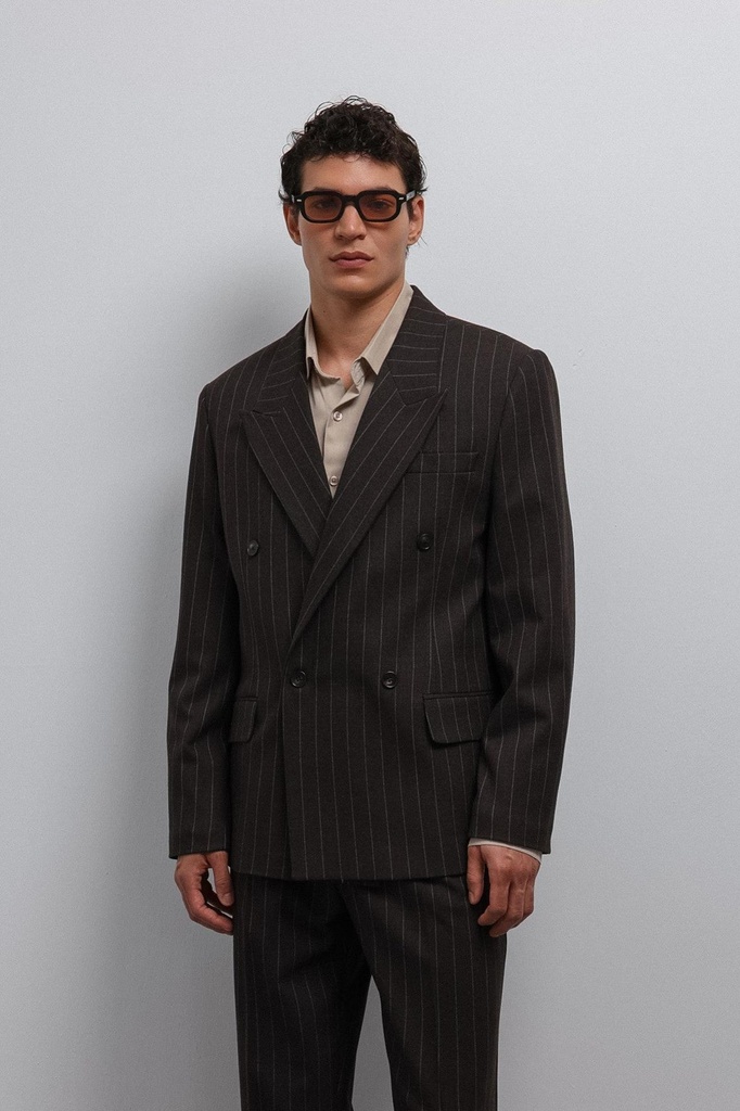 Antioch Striped Double-Breasted Men's Blazer Jacket (S)