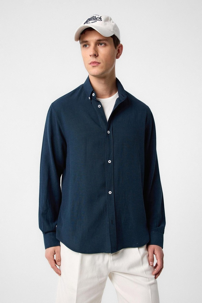 Antioch Linen-Blend Collar Buttoned Men's Shirt