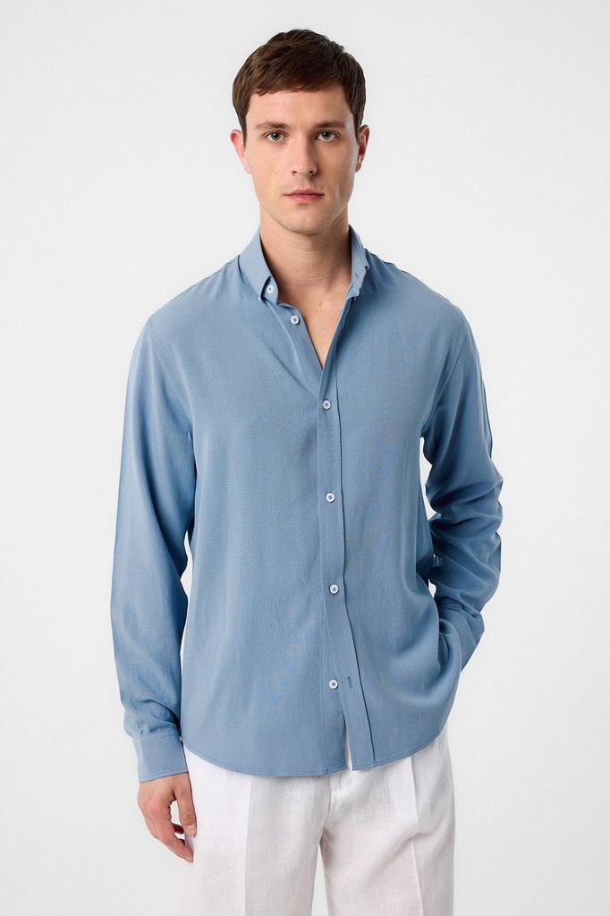 Antioch Linen-Blend Collar Buttoned Men's Shirt